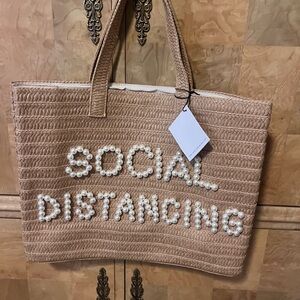 Social Distancing Tan Tote Bag